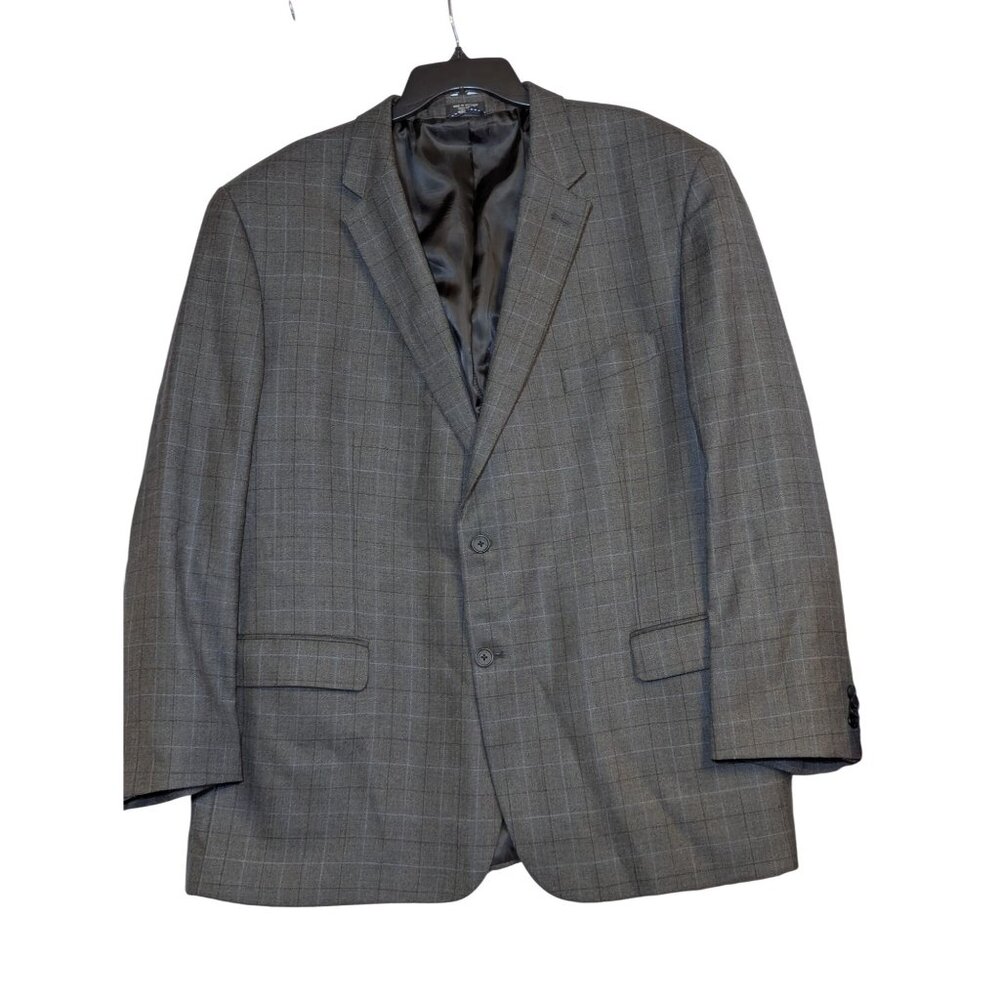 Tommy Hilfiger Mens Gray Plaid Check Blazer Jacket R54 Modern Fit Wool Blend Two